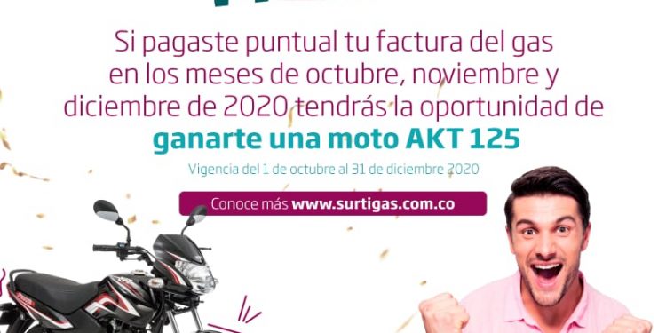 Gánate una moto pagando puntual tu factura del gas