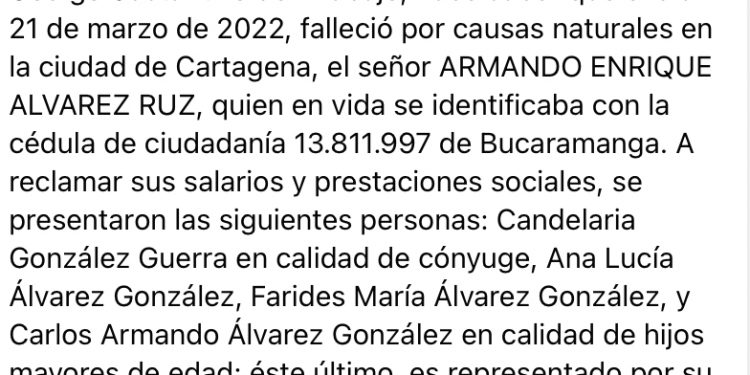 HEREDEROS DE ARMANDO ENRIQUE ALVAREZ RUZ