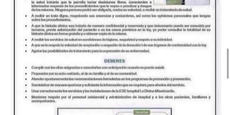 DERECHOS Y DEBERES HOSPITAL DIVINA MISERICORDIA